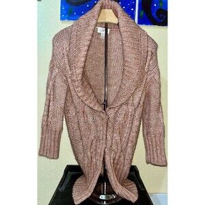 Ann Taylor Loft Cardigan Sweater XS Cable Knit Pink Wool Alpaca Blend